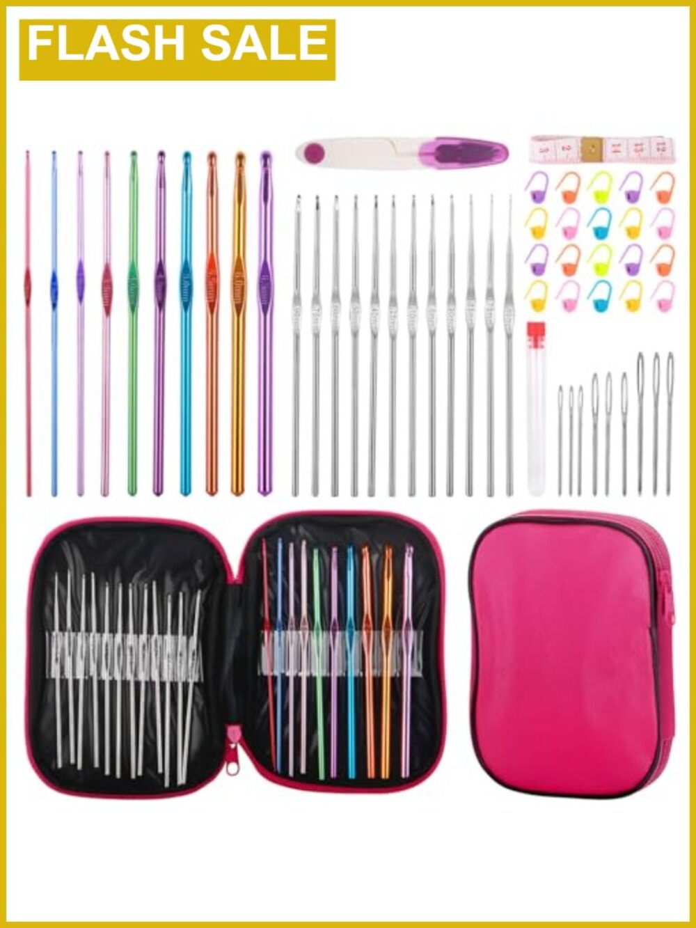 MECHEER Crochet Hooks Set 54 Pack Ergonomic Crochet Needles Kit with Storage